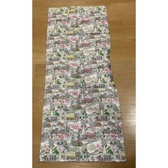 Japanese Fabric Osaka Kyoto Novelty Print Grey Pink 18×45 Cotton Remnant