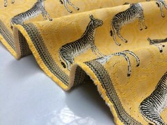 MUSTARD ZEBRA Jacquard Cotton Fabric Upholstery Material animal cloth 55” wide