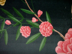 Velvet Fabric Curtain Upholstery Wagtail Bird Floral Slate Cushion 15 Metres