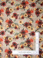 Happy Fall Autumn Sunflowers Wood Patterned Cotton Fabric Believe 3 Wishes Yard