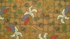 Fabric Red Rooster “Corny Oak” Cornucopias filled w/Harvest, Corn 3 Pcs $2.95