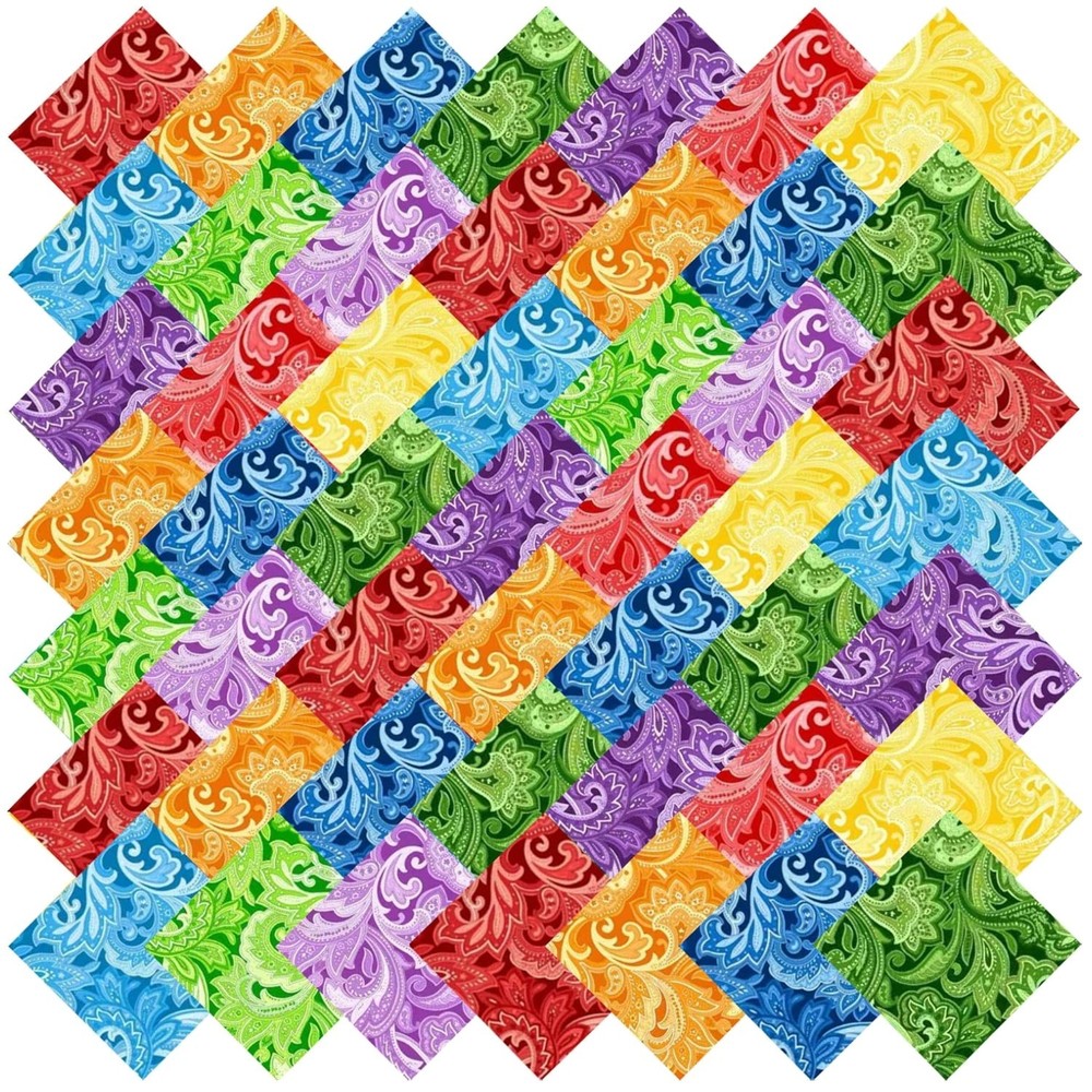 Paisley Quilting Supplies Bundle – 10×10 Cotton Fabric