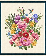 Garden Symphony Teal Leaves by Jan Mott From Henry Glass 44″ Wide BTY