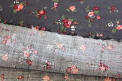 Vintage Charcoal Rose Ditsy Fabric 3 Yards Cotton Blend 49×108″ Cottage Floral