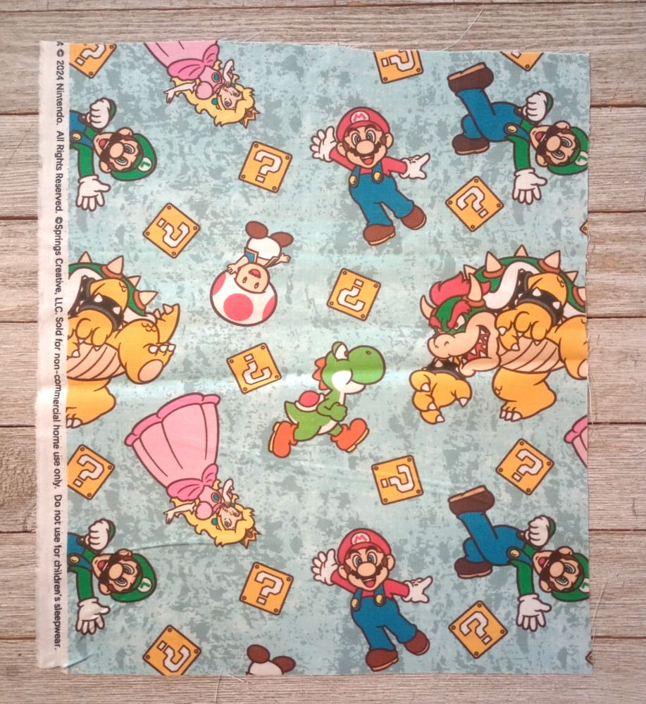 Super Mario Brothers Luigi Fabric 11″ X 9″ Sewing Crafting Piece New