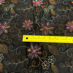 Embroidered Quilted Black/Fuchsia Poly Nylon Padded Fabric Lot of 2 Yards $20