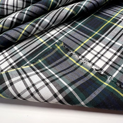 Green White Plaid Poplin P/C Uniform 5.5oz Fabric 61″ W Lot of 2 Yards for $10