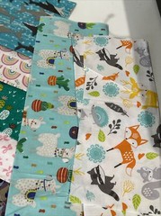 14 Print Fabric Blocks Rainbows Bunnies Horses Hedgehogs Sharks Quilting Crafts