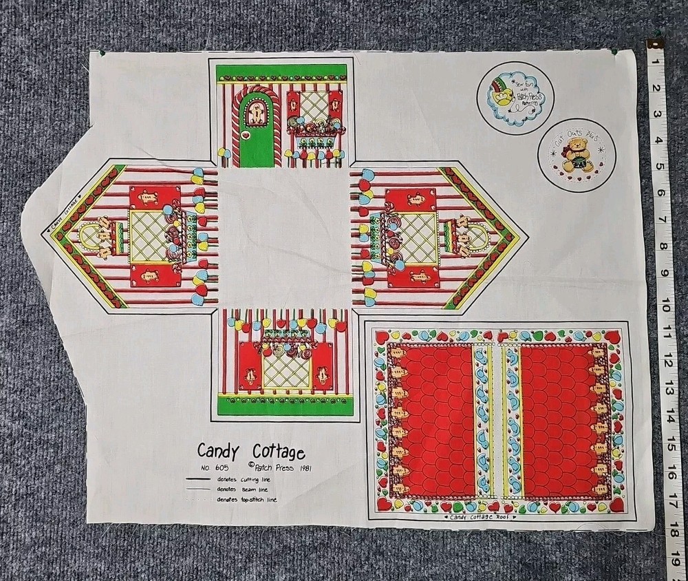 Candy Cottage Cut N Sew Panel 605F by Patch Press Vintage 1981 PANEL ONLY