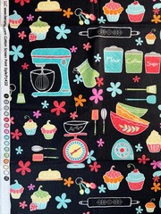 Fabric -OOP “Kitchen Love” Benartex Kanvas Studio Retro Baking Cooking Tools BTY