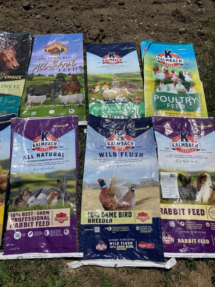 Mixed Lot of Various Kalmbach Feed Bags- Bulk Assortment