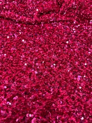 Stephanie FUCHSIA Overlap Sequins on FUCHSIA Stretch Velvet Fabric by the Yard