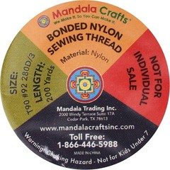 Mandala Crafts Bonded Nylon Thread 12 T90 #92 280D/3, 12 Vibrant Colors
