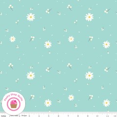 Riley Blake POPPY & POSEY 10582M Mint Aqua Daisies Seafoam Floral Quilt Fabric