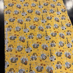 Honey Bee Gnome Fabric Bumble Bees Honey Cotton Apparel Quilting Fabric 2 Yards