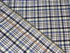 By 1/2 Yd Blue Black White Homespun Plaid Check Cotton Fabric BTHY