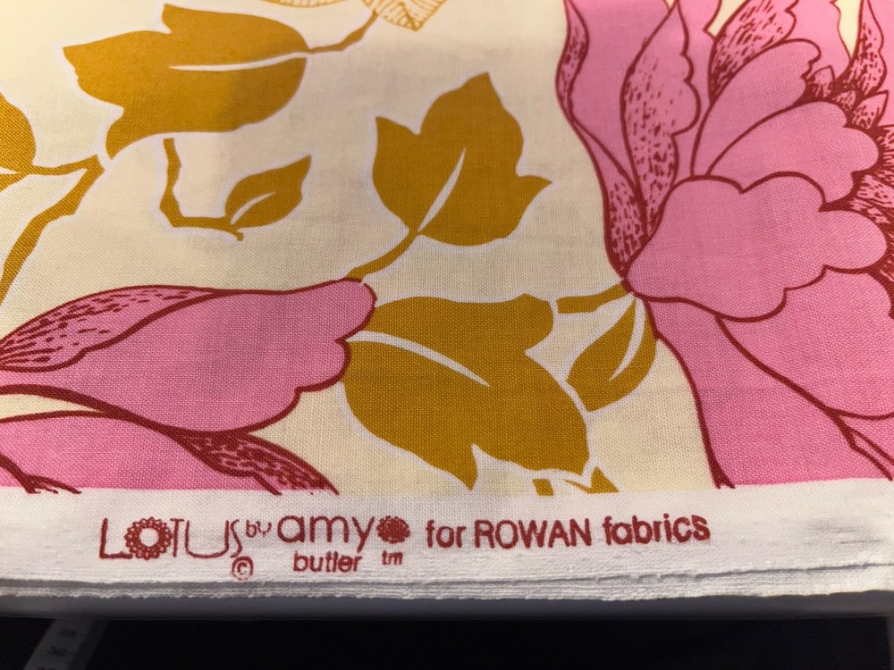 Amy Butler Lotus Tree Peony Mustard Cotton Quilt Weight OOP 40”