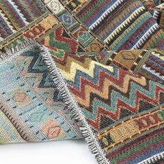 Vintage French Boho Checks Jacquard Tapestry Upholstery Decorator Fabric DIY New
