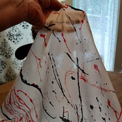Vintage Coordinating Cotton Fabrics Red Solid & Red White Black Print 3 Yards