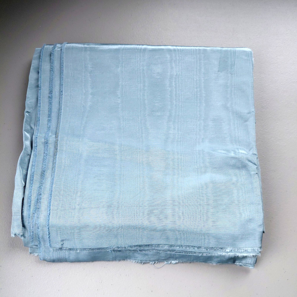 Vintage Fabric Blue Sheen Upholstery 5 Yards Luxury Editorial Coastal Decor