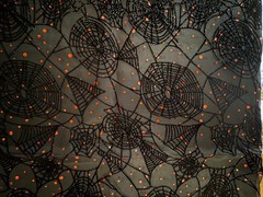 HTF Halloween Black Spider Web Embossed Sheer Fabric Costumes Crafts LAST PIECE