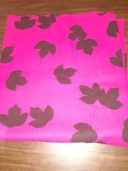 Raspberry Pink Ribbed knit fabric w/ Black leaves, soft & pretty 60“ x 1 3/4yds