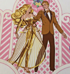 Vtg Barbie Pillowcase Fabric Panel Superstar Ken Golden Dream Elegance 1981