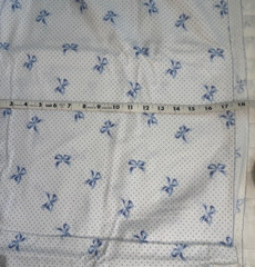 Lightweight Flannel BLUE DOTS BOWS on White 5 3/4 yds x 45″ Single cut Fabric