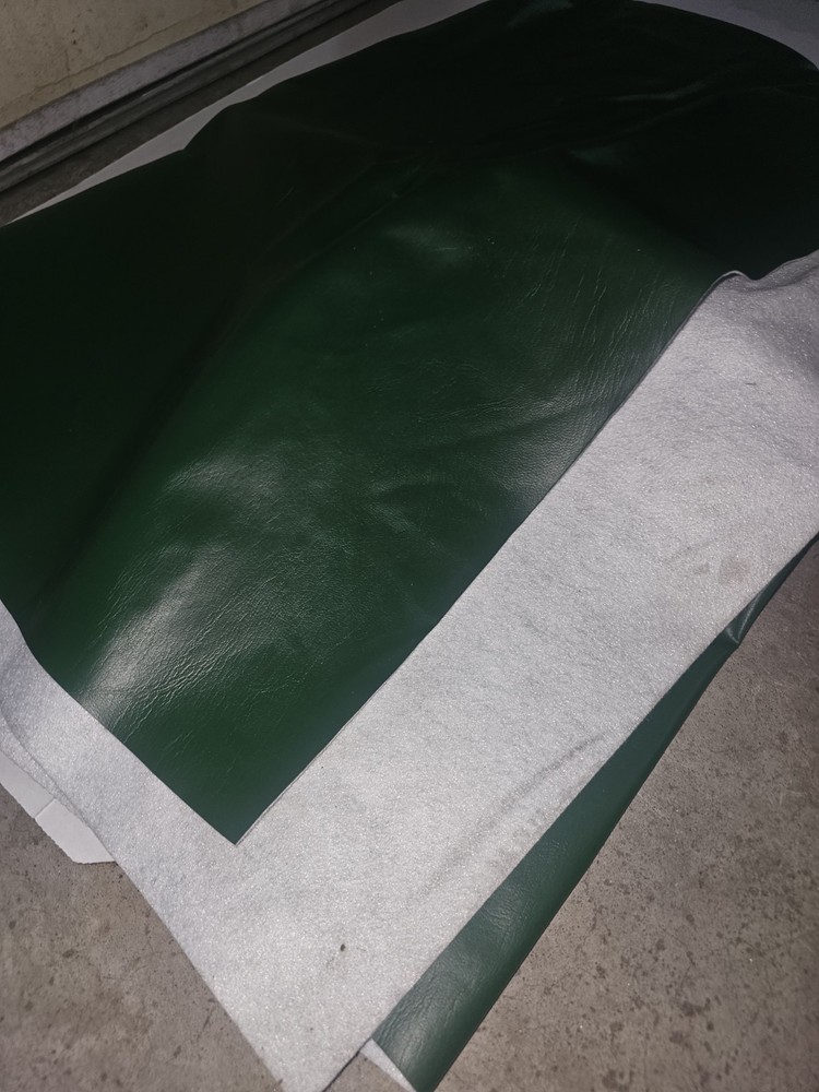 Green Faux Leather Fabric Piece, Solid Color, Synthetic Fiber Content