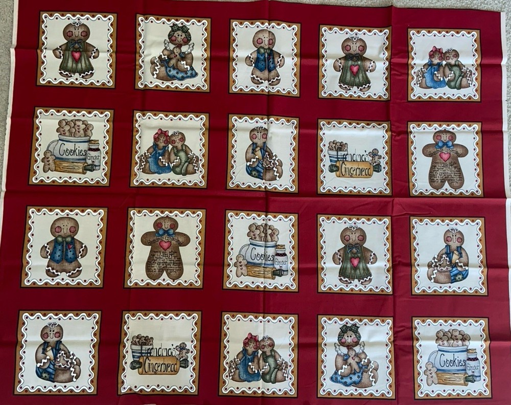 Vtg Dianna Marcum Marcus Brothers Textiles Gingerbread Cotton Panel 36 x 45