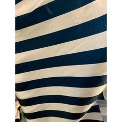Navy & White Wide Stripe – Faux Silk Charmeuse Satin Fabric