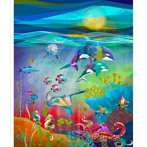 Shining Sea By 3 Wishes Fabric – Multi Shining Sea Panel #21694