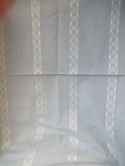 Light Blue and White Gingham W/RIBBON LOOK STRIPE Cotton Fabric VT 1Y12″X43″