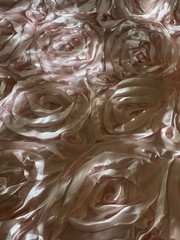 3 Yards 58″ Rosette Satin Fabric PINK 3D Roses Princess Wedding Dress Draping