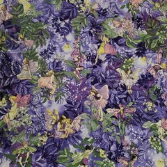 Sparkly Night Fairies Fabric Purple Cicely Mary Barker Michael Miller 1 Yard