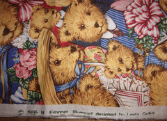 REMNANT OF FABRIC WITH BEAR FAMILY DRESSED IN CLOTHES – 19 1/2 IN. X 42 IN.