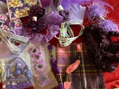 PURPLE Slow Stitch Junk Journal Kit Craft Sewing Crochet Fabric Lace + More P1