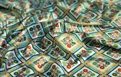 Korean Traditional Diamond Grid Dancheong Patterned Fabric made in Korea BTHY