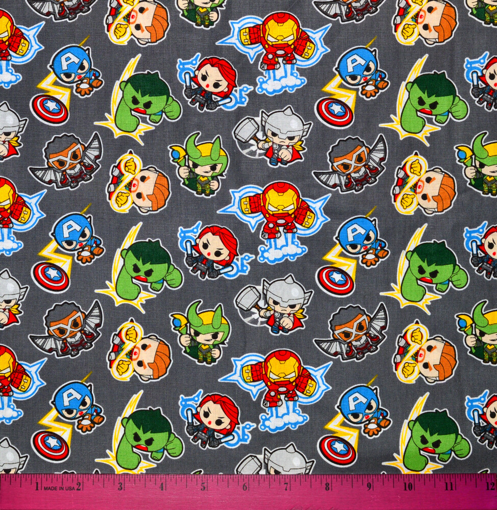 Marvel Avengers Fabric – HALF YARD 100% Cotton Quilting Hulk Thor Falcon Kawaii