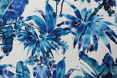 CHIVASSO CURTAIN FABRIC DESIGN “Jungle Like” 3.1 METRES BLUE LINEN BLEND