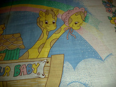 Cute Baby Fabric Panel for Quilt Thats Our Baby Animals Rainbow Ark 35″ x 44″
