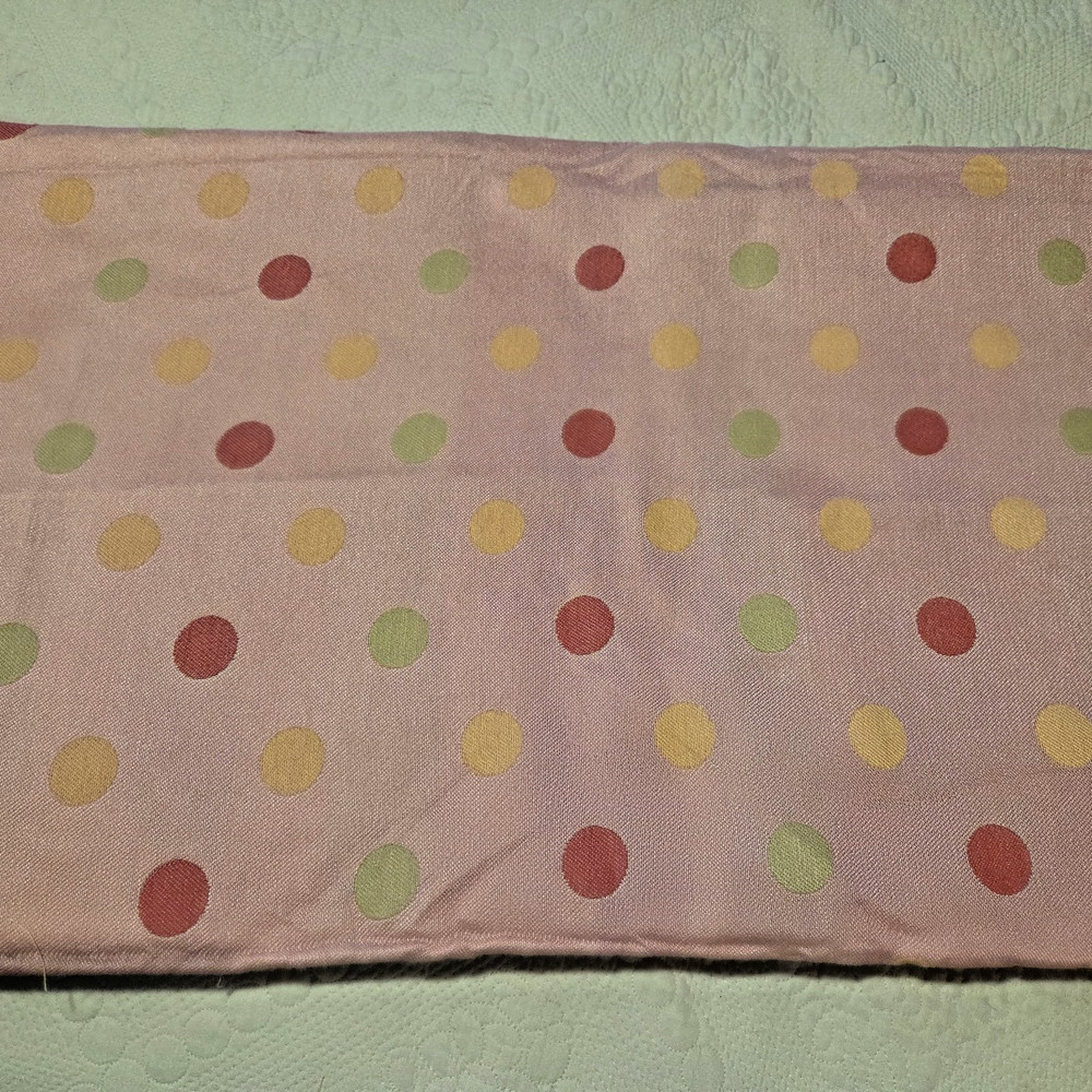 Pink Jacquard Fabric with Red Yellow and Green Polka Dots Upholstery Weight 2 Yd