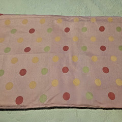 Pink Jacquard Fabric with Red Yellow and Green Polka Dots Upholstery Weight 2 Yd