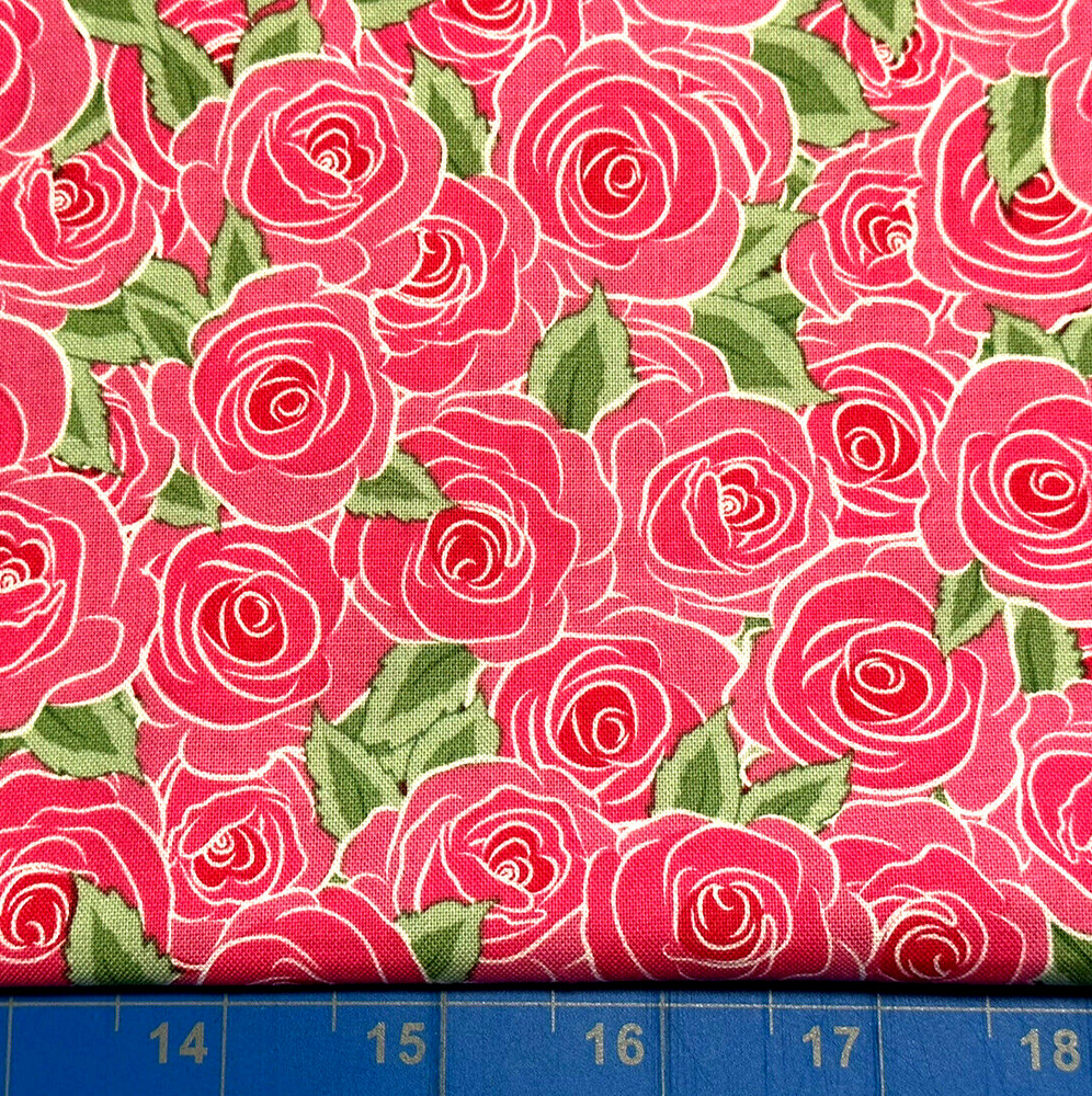 Tina Scrap 9”x21” Valentine Rose Pink Flower Floral Bouquet Packed FABRIC COTTON