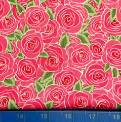 Tina Scrap 9”x21” Valentine Rose Pink Flower Floral Bouquet Packed FABRIC COTTON