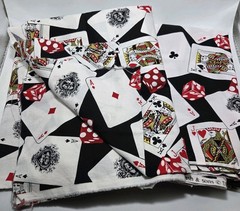 Vintage 2pc Shamash & Sons 2002 Fabric Playing Cards Dice Ace Queen King 2yd+