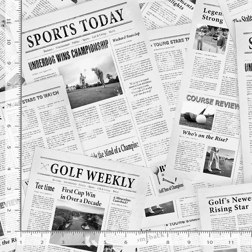 Sports Fabric | Par For Course Golf Newspaper Toss | Timeless Treasures YARD