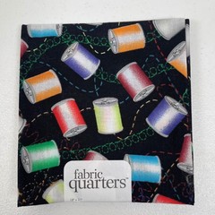 Jo-Ann Fabric Quarters 18×21 inch Novelty Cotton Spools Thread Print Black
