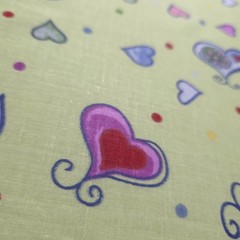 Playful Multicolor Heart Print Green Poly Cotton Fabric 58″ By The Yard
