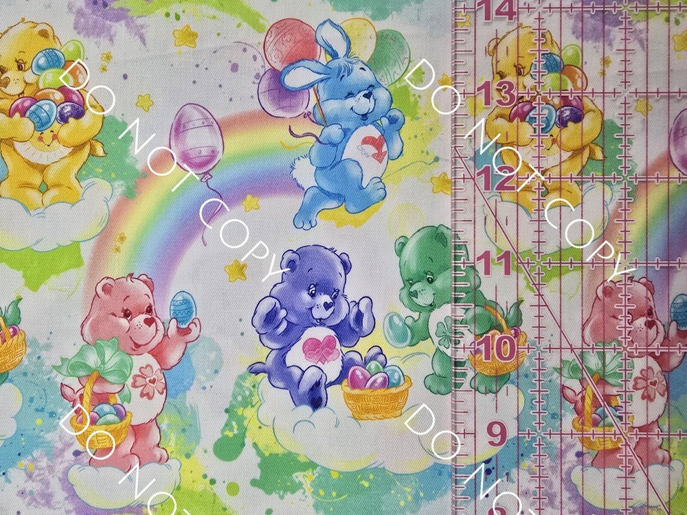 Custom Cotton Woven Fabric Bears 80s Cartoon Easter By The 1/4 Yard 9×56